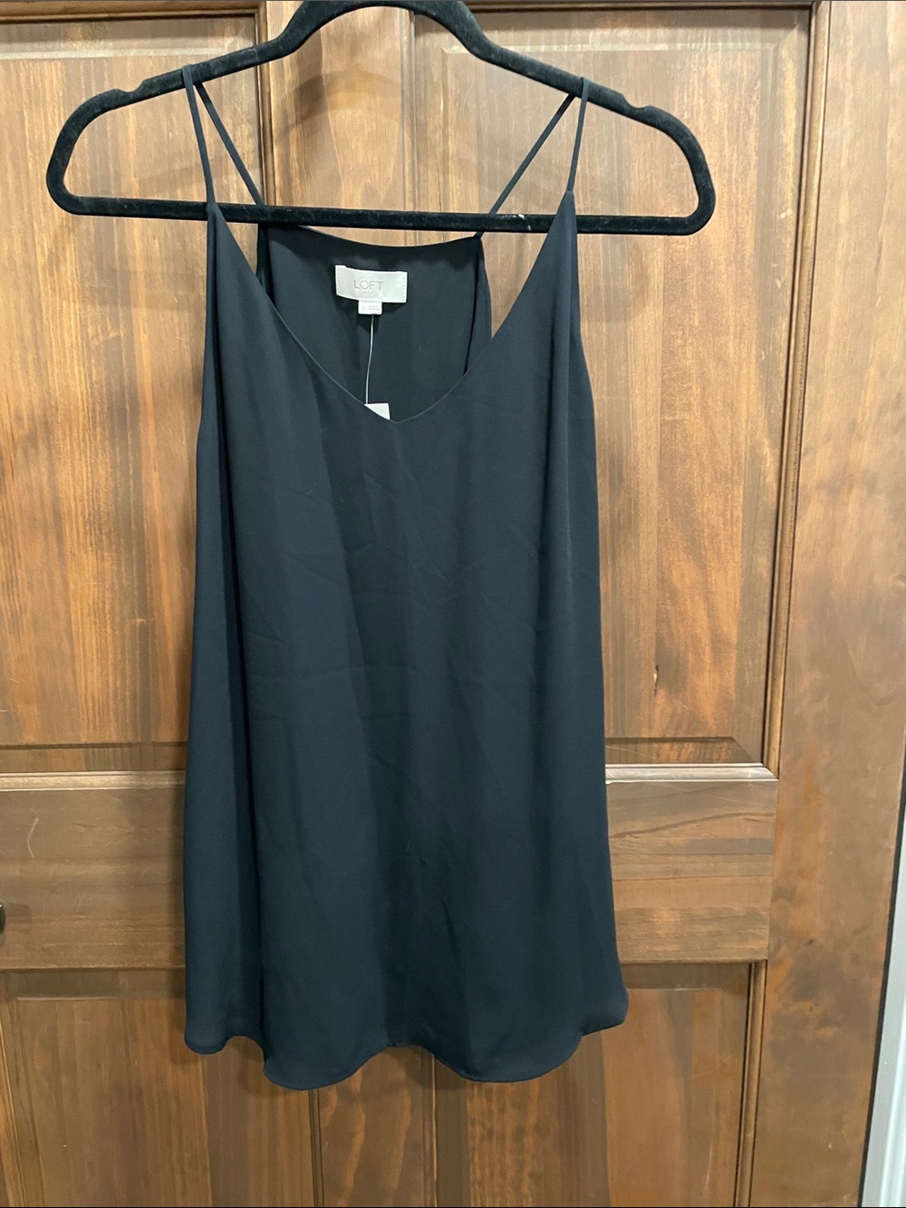 LOFT Black Silk-Look Spaghetti Strap Cami